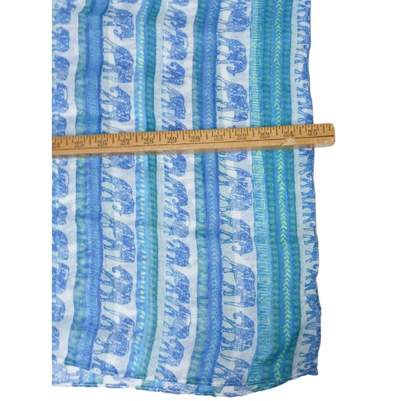 Womens Infinity Scarf Hijab Wrap Blue White Elephant Print Chevron Ikat 35x20 - Picture 7 of 10